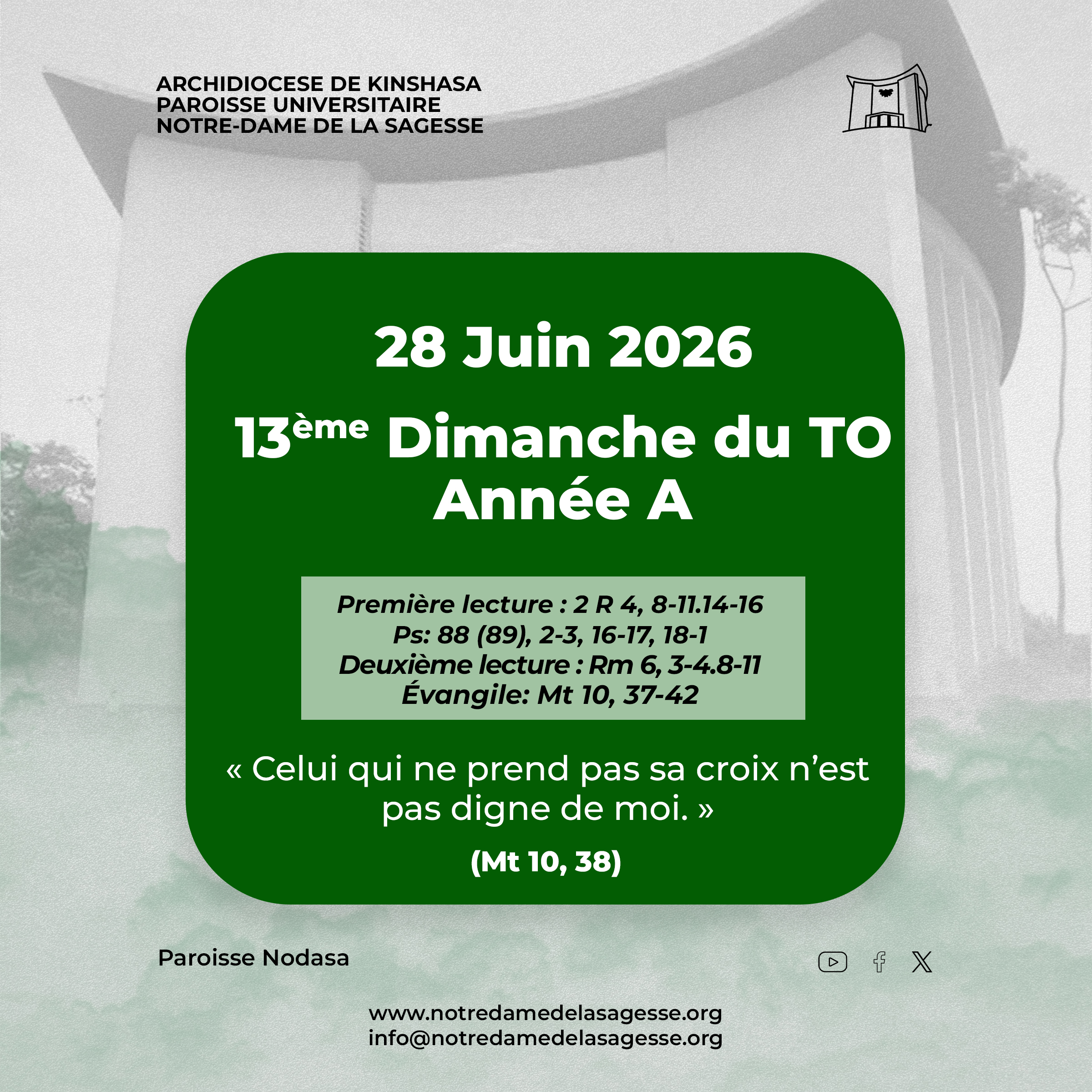 13ᵉ DIMANCHE DU TEMPS ORDINAIRE – ANNÉE A