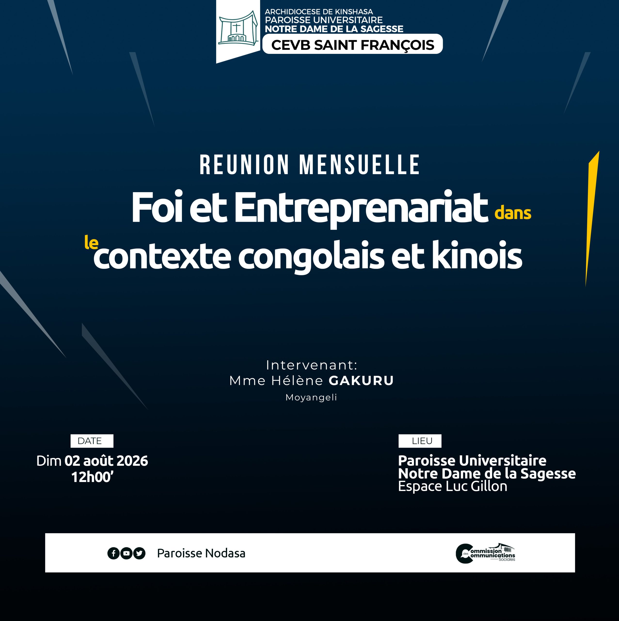 FOI ET ENTREPRENEURIAT DANS LE CONTEXTE CONGOLAIS ET KINOIS