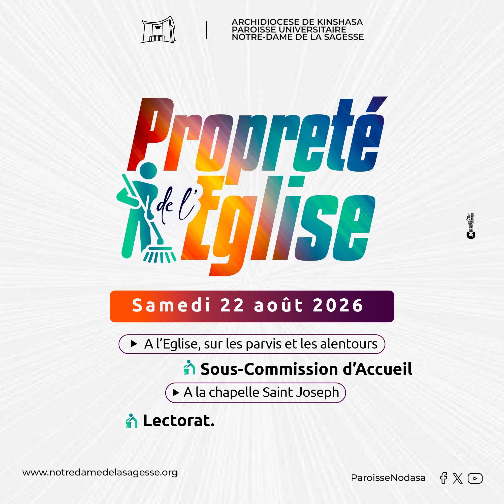 PROPRETÉ DE L’ÉGLISE – SAMEDI 22 AOÛT 2026